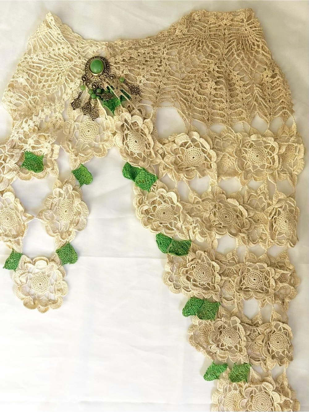 Boho Crochet Floral Scarf